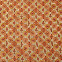 Fire Orange Georgette Position Floral Print Sequin Embroidery Fabric