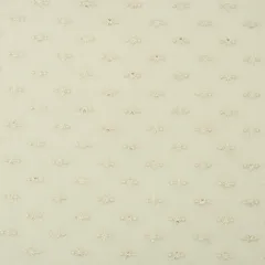 Powder White Chanderi Floral Threadwork Sequin Embroidery Fabric