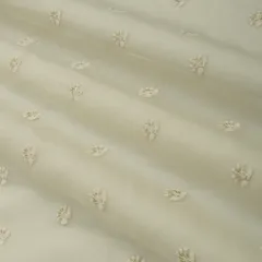 Ivory Chanderi Floral Threadwork Sequin Embroidery Fabric