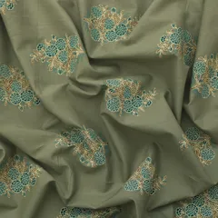Iron Gray Cotton Floral Print Fabric