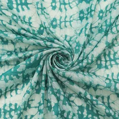 Aquatic Blue Chanderi Batik Floral Print Fabric