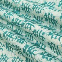 Aquatic Blue Chanderi Batik Floral Print Fabric
