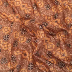 Brown Chanderi Motif Print Fabric
