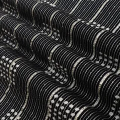 Midnight Black Cottonl Print Threadwork Embroidery Gota Work Fabric