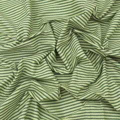 Light Green Cotton Zigzak Stripe Print Fabric
