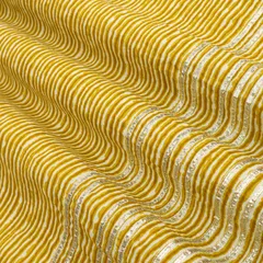 Brownish Green Cotton Stripe Print Threaddwork Border Gota work Sequin Embroidery Fabric