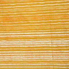 Yellow Green Cotton Stripe Print Threaddwork Border Gota work Sequin Embroidery Fabric