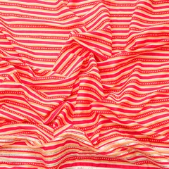 Magenta Cotton Stripe Print Threaddwork Border Gota work Sequin Embroidery Fabric