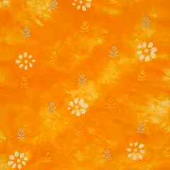 Canary Yellow Batik Print Embroidery Chinon Chiffon Fabric
