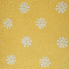 Lemon Yellow Batik Print Embroidery Chinon Chiffon Fabric