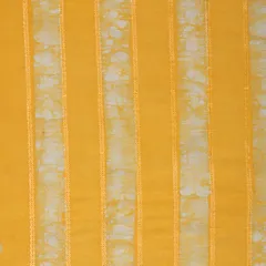 Marigold Yellow Batik Print Embroidery Mulmul Silk Fabric