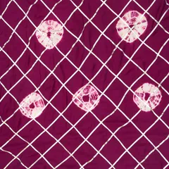 Midnight Purple and White Tie-Dye Print Gota Embroidery Mulmul Silk Fabric