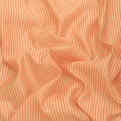 Pristine White and Peach Stripe Printed Chanderi Handloom