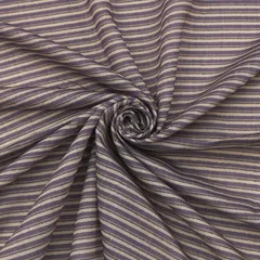Pristine White and Lavender Purple Stripe Printed Chanderi Handloom