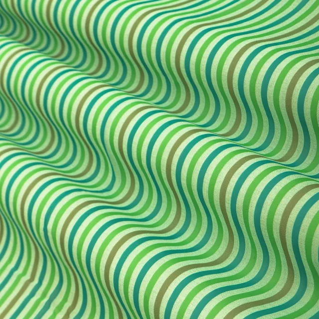 Green Multitoned Stripe Printed Chanderi Handloom