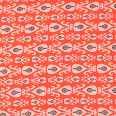 Scarlet Red Motif Print Georgette Fabric