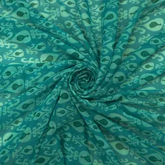 Sky Blue Motif Print Georgette Fabric