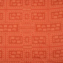Brick Red Ethnic Motif Printed Chanderi Handloom