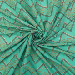 Aqua Blue Mulmul Silk Stripe Pattern Print Fabric