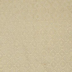 Pearl White Chanderi Floral Golden Zari Brocade Fabric