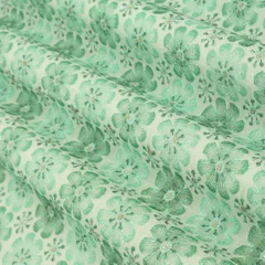 Light Green Georgette Position Floral Print Sequin Embroidery Fabric