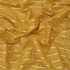Goldenrod Cotton Floral Print Gota Work Fabric