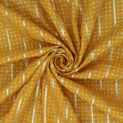 Goldenrod Cotton Floral Print Gota Work Fabric