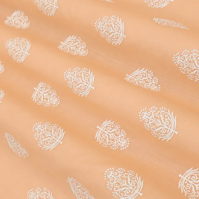 Creamsicle Orange Lawn Floral Print Fabric