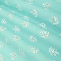 Turquoise Blue Lawn Floral Print Fabric