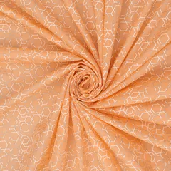 Melon Orange Lawn Foil Print Fabric