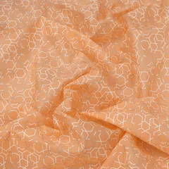 Melon Orange Lawn Foil Print Fabric