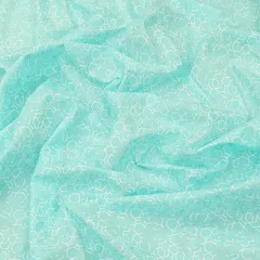Sky Blue Lawn Foil Print Fabric