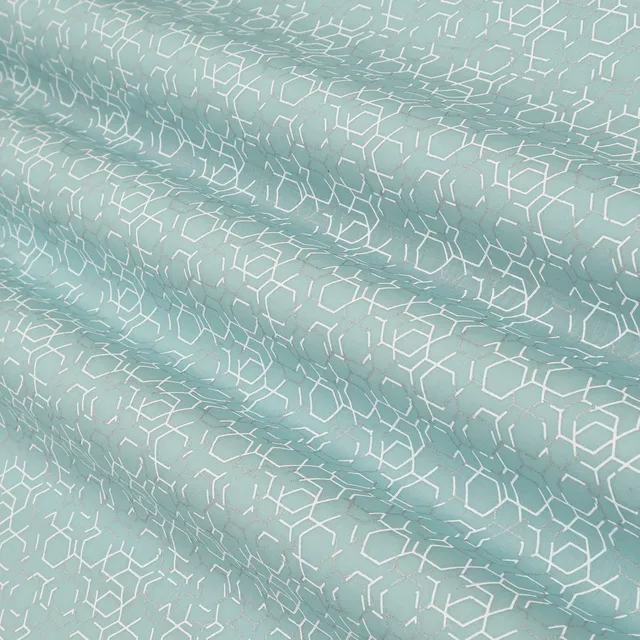 Baby Blue Lawn Foil Print Fabric