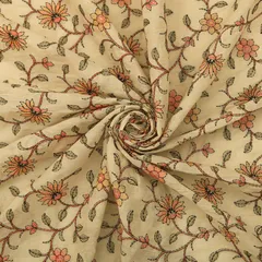 Marshmellow White CottonPink Floral Threadwork Embroidery Fabric