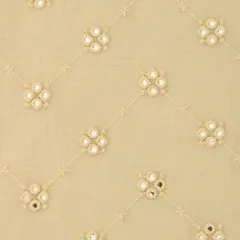 Chinon Floral Print Sequin Embroidery Fabric