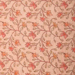 Light Pink Chinon Floral Print Sequin Embroidery Fabric