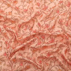 Light Pink Chinon Floral Print Sequin Embroidery Fabric
