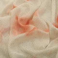 Tangerine Orange Shibori Print Sequins Embroidery Georgette