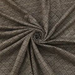 Steel Grey Motif Print Kalamkari Lurex Embroidery Fabric