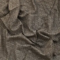 Steel Grey Motif Print Kalamkari Lurex Embroidery Fabric