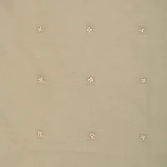White Chanderi Floral Embroidery Fabric