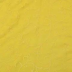 Yellow Chanderi Floral Sequin Embroidery Fabric
