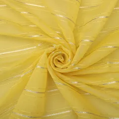 Yellow Chanderi Gota Work Sequin Embroidery Fabric