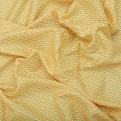 Warm Beige Silk Threadwork Sequin Embroidery Fabric