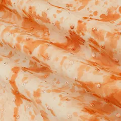 Apricot Georgette Prizam Tie Die Pattern Sequin Embroidery Fabric