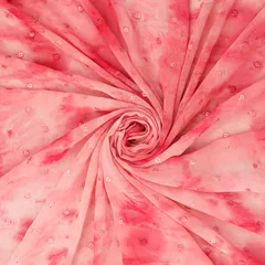 Baby Pink Georgette Prizam Tie Die Pattern Sequin Embroidery Fabric