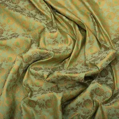 Mint Green Satin Khimkhab Floral Golden Zari Fabric