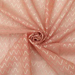 Bubblegum Pink with Zig-Zag Embroidery Organza Fabric