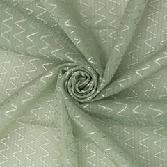 Mint Green with Zig-Zag Embroidery Organza Fabric