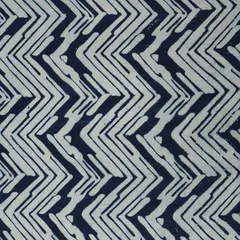 Navy Blue and White Dabu Print Cotton Fabric